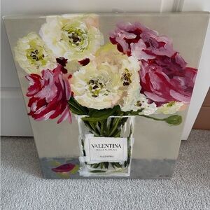 Valentina Floral Canvas with Red and Cream Blooms